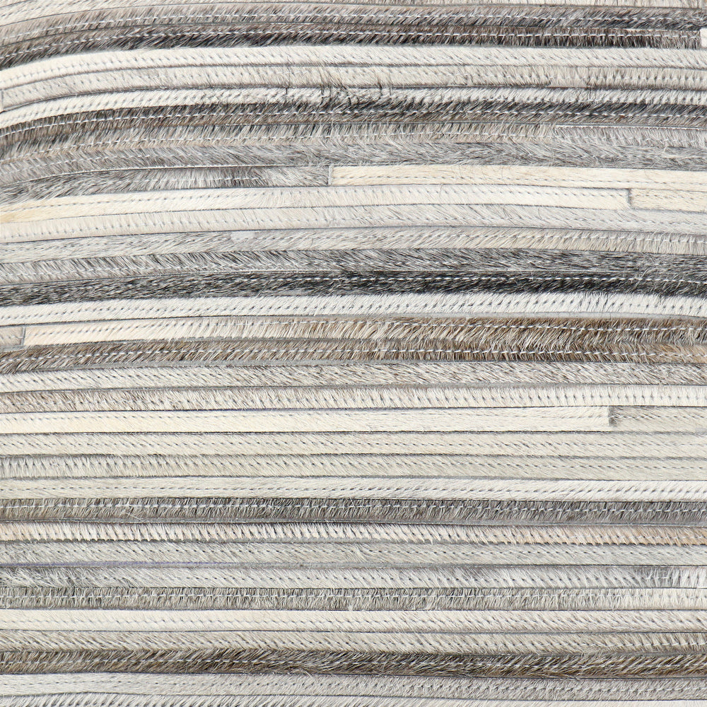 Pasargad Home Galaxy Multi-Color Cowhide Pillow, Soft Ivory/Grey with Zipper for Easy Cleaning