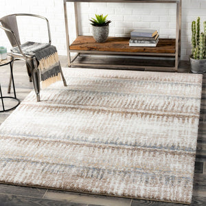 Livabliss Portofino High Pile Polypropylene Area Rug Minimalist Modern Style for Living Rooms Cream, Taupe 7'10" x 10' PTF2307-71010
