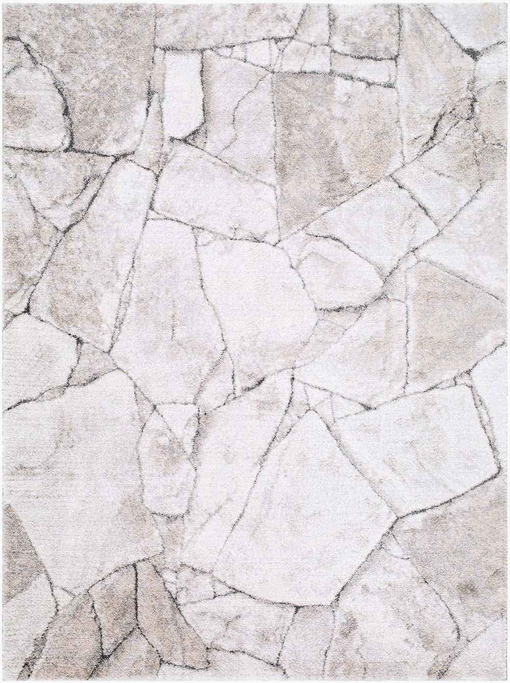 Livabliss Portofino Plush High Pile Area Rug Turkey Woven Polypropylene Modern Living Room Ivory, Silver G 5'3" x 7' PTF2327-537