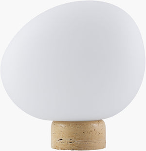 Livabliss Portio Travertine Stone Table Lamp with Glass Shade for Modern Bedroom or Office PTI-001