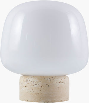 Livabliss Portio Travertine Stone Table Lamp with Glass Shade for Nightstand or Console PTI-002