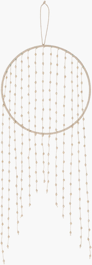 Surya Ponti 30"H X 12"W Handmade Macrame Wall Hanging - Global-inspired Cotton Décor From India Beige Cotton,Metal Pti1000-1230