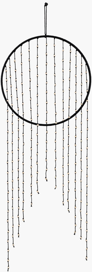 Surya Ponti 30"H X 12"W Handmade Macrame Wall Hanging - Global-inspired Cotton Décor From India Black Cotton,Metal Pti1003-1230