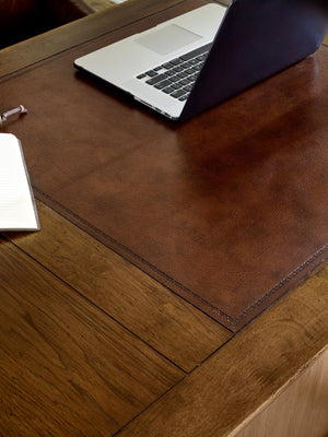 Hooker Furniture Archivist Pecky Pecan Executive Desk With Leather Writing Surface, Antique Bronze Hardware & Storage 5447-10563