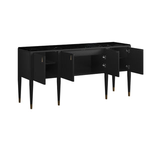 A.R.T. Furniture Eave New Traditional Sideboard In Ebony Black With Gold Tassel Pulls & Black Marble Top Elegance Black Material(S), Poplar And Parawood Solids,Black Marquine Marble 336251-1818