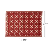 Christopher Knight Home® - Noble House - Thornhill Outdoor 6'7" X 9'2" Trefoil Area Rug, Red and Ivory