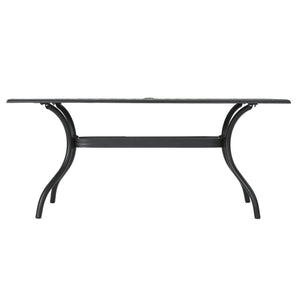 English Elm Christopher Knight Home® - CAYMAN Rectangle Table Black Cast Aluminum Outdoor Dining Table with Lattice Top, Umbrella Hole, Seats Six 56955.00