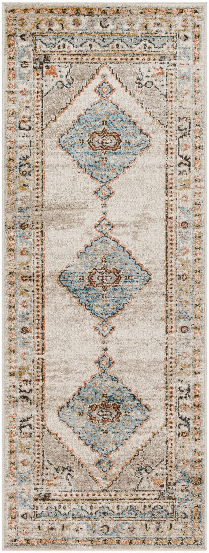 Livabliss Pertek Traditional Polypropylene Accent Rug Turkey Woven Medium Pile Entryway Floor Taupe, Gray 2'7" x 7'3" PTK2311-2773