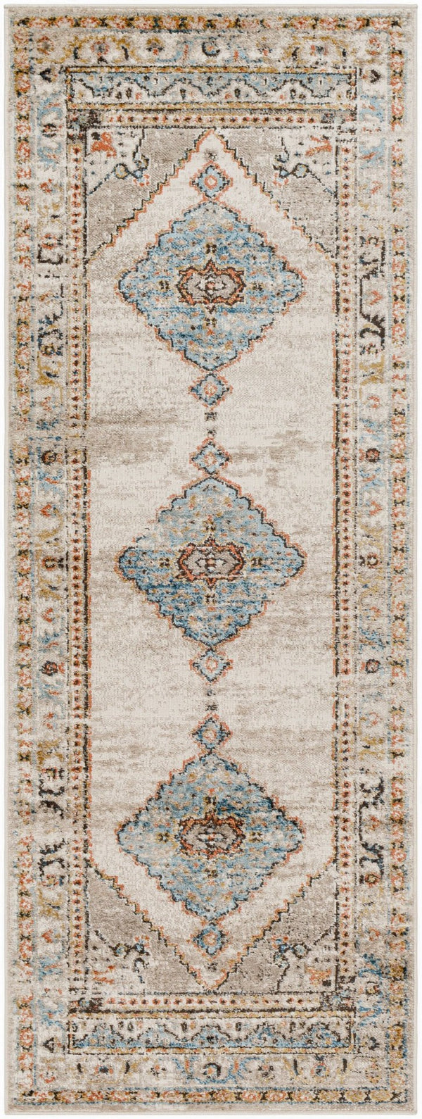 Livabliss Pertek Traditional Polypropylene Accent Rug Turkey Woven Medium Pile Entryway Floor Taupe, Gray 2'7" x 7'3" PTK2311-2773