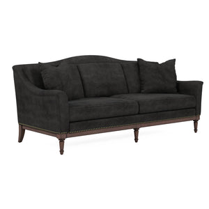 A.R.T. Furniture Magritte Sofa - Luxurious Charcoal Velvet With Traditional Camel Back Design & Aged Brass Accents Grey Rubberwood Solids,Foam,Fabric,Metal 528501-1730aa