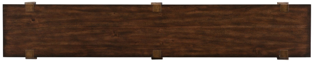 Hooker Furniture Skinny Rustic Console Table With Distressed Dark Acacia Veneers, Metal Accents & Slim Shelf — 80" 5589-85001-DKW