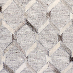 Pasargad Home Galaxy Geometric Cowhide Ottoman - Stylish Silver Pouf for Chic Seating & Decor