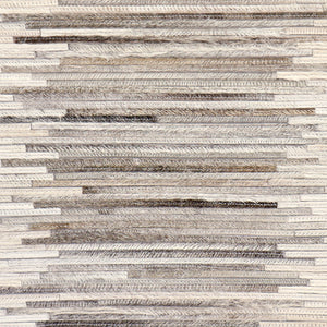 Pasargad Home Silver Cowhide Ottoman Pouf - Stylish Zig-Zag Design for Glamorous Comfort & Durability