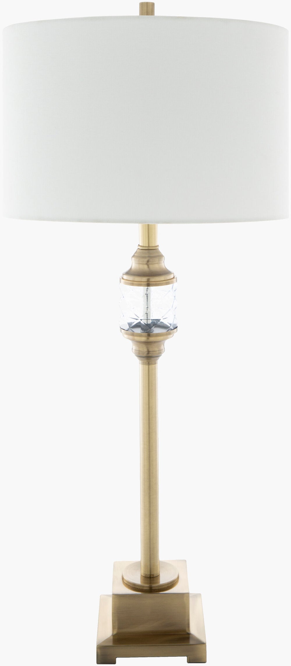 Surya Prestwood Elegant 33" Accent Table Lamp - Sleek Metal & Glass Design With Textured Linen Shade Body, Aqua Iron,Glass,Iron,Linen,Polyester,Iron Ptw-002