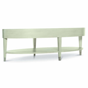 Bernhardt Bernhardt East Hampton Oval Cocktail Table In Cerused Linen Ash, 56" Large Coffee Table With Shelf 395013