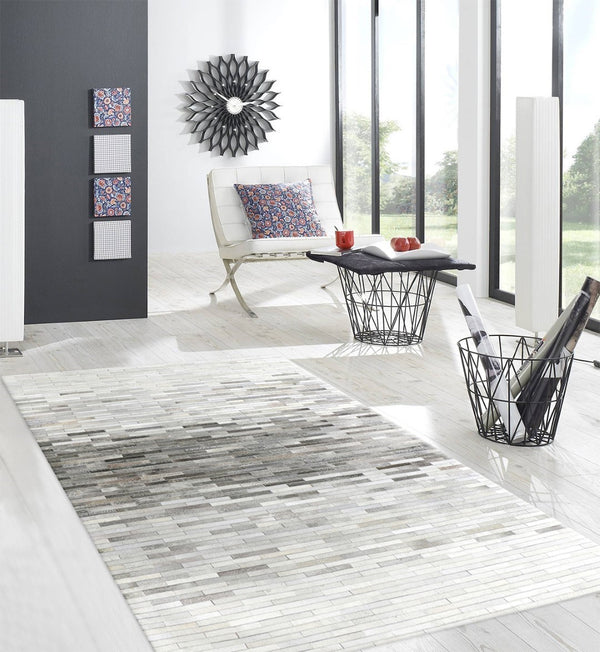 Pasargad Galaxy Collection Silver Cowhide Area Rug - Luxurious Geometric Elegance For Any Space   Ptx-1960 10x14