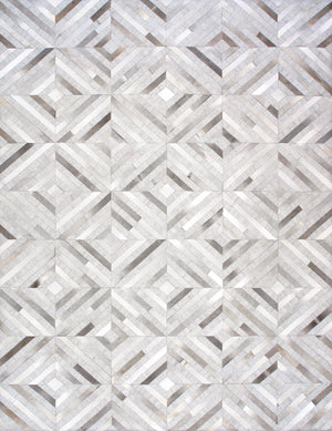 Pasargad Home Galaxy Collection Area Rug: Luxurious Silver Cowhide & Sari Silk For Elegant Spaces   Ptx-3104 5x8