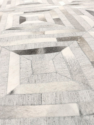 Pasargad Hand-loomed Cowhide Sari Silk Area Rug - Elegant Geometric Design For Luxurious Spaces   Ptx-3104 9x12