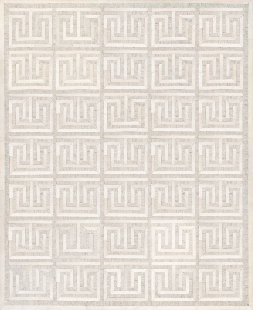 Pasargad Home Galaxy Cowhide & Sari Silk Area Rug - Luxurious Geometric Design for Elegant Spaces
