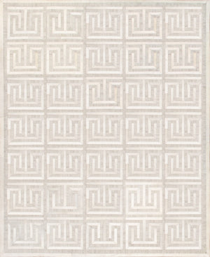 Pasargad Home Galaxy Cowhide & Sari Silk Area Rug - Luxurious Geometric Design for Elegant Spaces