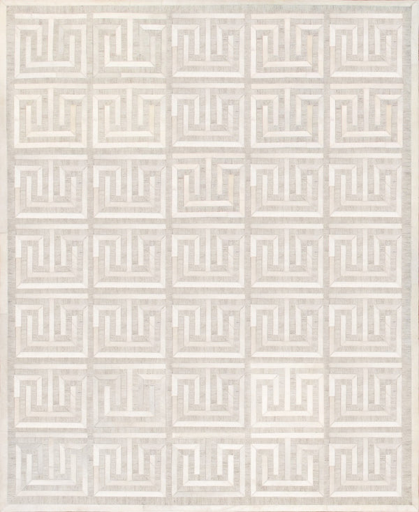 Pasargad Home Galaxy Cowhide & Sari Silk Area Rug - Luxurious Geometric Design for Elegant Spaces