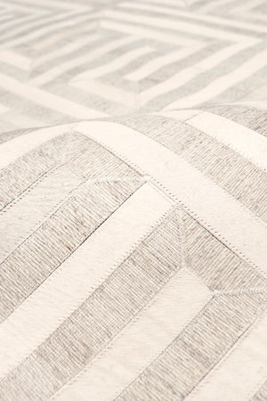 Pasargad Home Galaxy Cowhide & Sari Silk Area Rug - Luxurious Geometric Design for Elegant Spaces