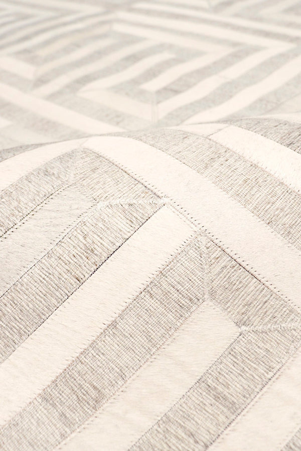 Pasargad Home Galaxy Cowhide & Sari Silk Area Rug - Luxurious Geometric Design for Elegant Spaces