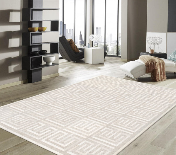 Pasargad Home Galaxy Cowhide & Sari Silk Area Rug - Luxurious Geometric Design for Elegant Spaces