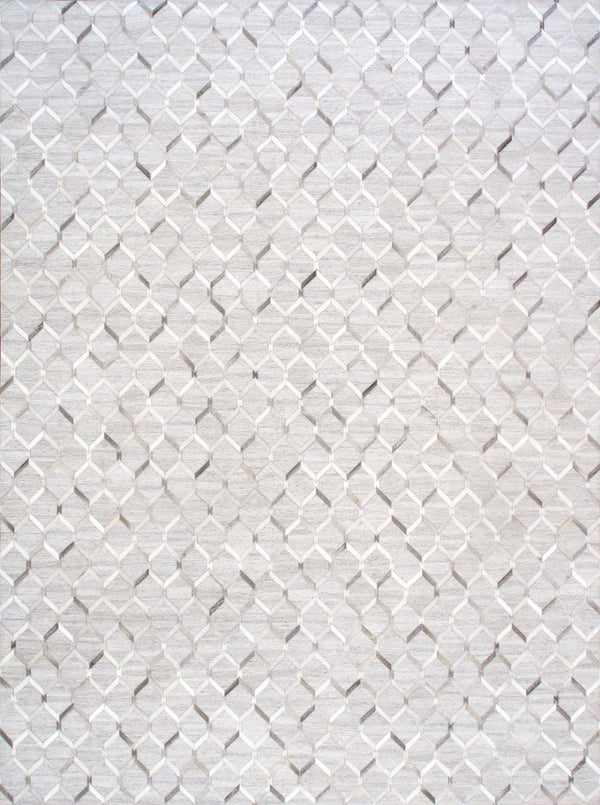 Pasargad Home Galaxy Collection Area Rug: Luxurious Silver Cowhide & Sari Silk For Elegant Spaces   Ptx-3284 5x8