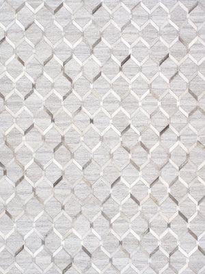 Pasargad Home Galaxy Collection Area Rug: Luxurious Silver Cowhide & Sari Silk For Elegant Spaces   Ptx-3284 5x8