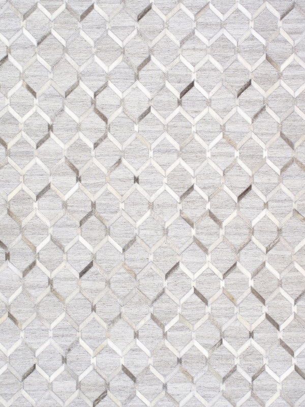 Pasargad Home Galaxy Collection Area Rug: Luxurious Silver Cowhide & Sari Silk For Elegant Spaces   Ptx-3284 5x8