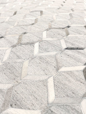 Pasargad Home Galaxy Collection Area Rug: Luxurious Silver Cowhide & Sari Silk For Elegant Spaces   Ptx-3284 5x8