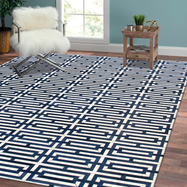 Pasargad Galaxy Collection Silver Cowhide Area Rug - Luxurious Geometric Elegance For Any Space   Ptx-4165 4x6