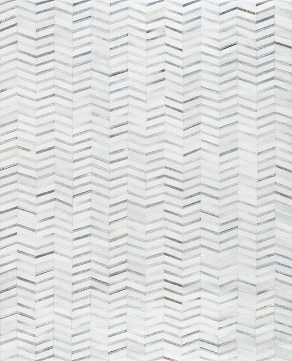 Pasargad Galaxy Collection Silver Cowhide Area Rug - Luxurious Hand-stitched Geometric Design   Ptx-4685 9x12