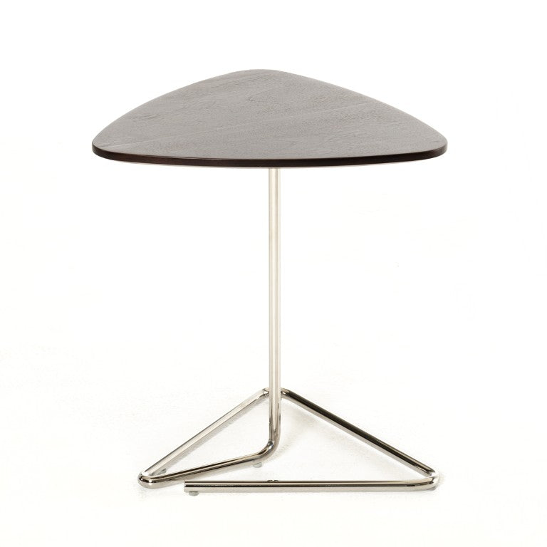 VIG Furniture Ptxa1044 Sculptural Brown End Table W17" X D16" X H19" — Triangular Veneer Top, Chrome Base, Compact Style VGKKPTXA1044