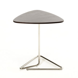 VIG Furniture Ptxa1044 Sculptural Brown End Table W17" X D16" X H19" — Triangular Veneer Top, Chrome Base, Compact Style VGKKPTXA1044