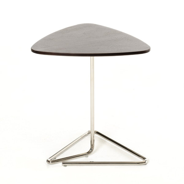 VIG Furniture Ptxa1044 Sculptural Brown End Table W17" X D16" X H19" — Triangular Veneer Top, Chrome Base, Compact Style VGKKPTXA1044