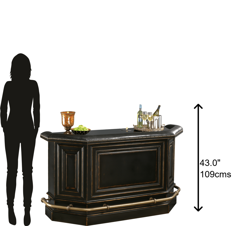 Hekman Furniture 693009 Northport Bar - Elegant Burnished Black Finish With Granite Top, Wine Storage & More! Worn Black (Brown Undertone) Northport Bar 693009