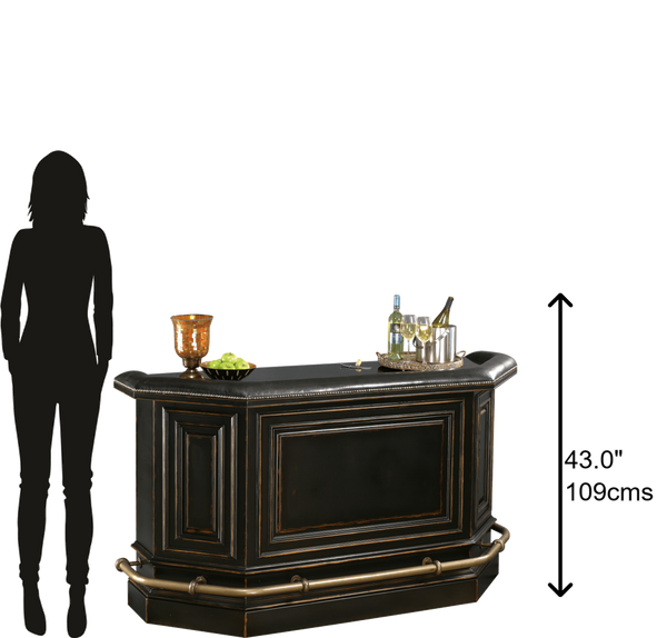 Hekman Furniture 693009 Northport Bar - Elegant Burnished Black Finish With Granite Top, Wine Storage & More! Worn Black (Brown Undertone) Northport Bar 693009