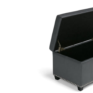 English Elm Amelia Storage Ottoman Bench with Hidden Compartment, Nailhead Trim, Stitched Faux Leather Seat Dark Gray B136P159108