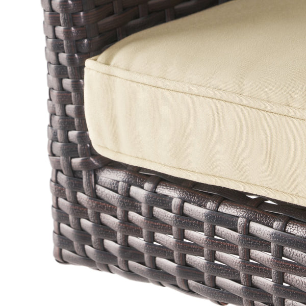 English Elm Modern Outdoor Pe Wicker Swivel Barstool with Cushioned Seat and Iron Frame 54128.00