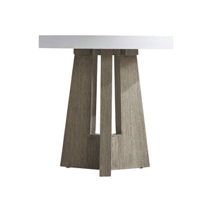 Bernhardt Bernhardt Rochelle Sculptural Outdoor Side Table — 24" Round Gr Concrete Top With Teak Tri-Leg Base, Weather-Resistant Elegance K1830
