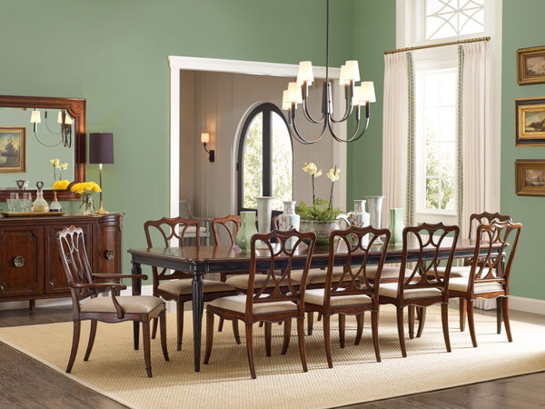 Hooker Furniture Charleston Maraschino Cherry Rectangle Dining Table W/ Black Cherry Base, Fluted Legs & 2 Leaves 6750-75200-00