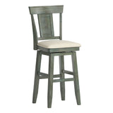 Homelegance By Top-Line Juliette Panel Back Wood Swivel Bar Stool Green Rubberwood