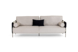 VIG Furniture Pueblo Modern Cow-Hide Sofa With Stainless Spiral Legs, Removable Cushions & 4 Throw Pillows (89) VGODZW-20028-S
