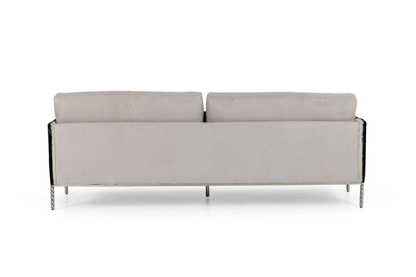 VIG Furniture Pueblo Modern Cow-Hide Sofa With Stainless Spiral Legs, Removable Cushions & 4 Throw Pillows (89) VGODZW-20028-S