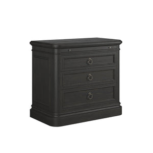 Atrium 3 Drawer Nightstand - Modern Neoclassical Design with USB Charger & Pullout Shelf for Storage