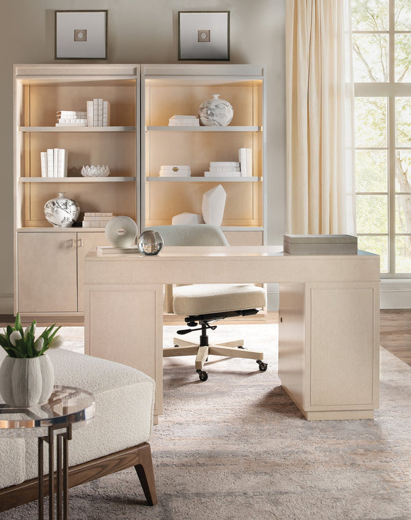 Hooker Furniture Marlowe Executive Writing Desk with Leather Surface Nine Drawers and Oak Veneer Finish 26.25L x 50.25W x 30.00H 6420-10458-80