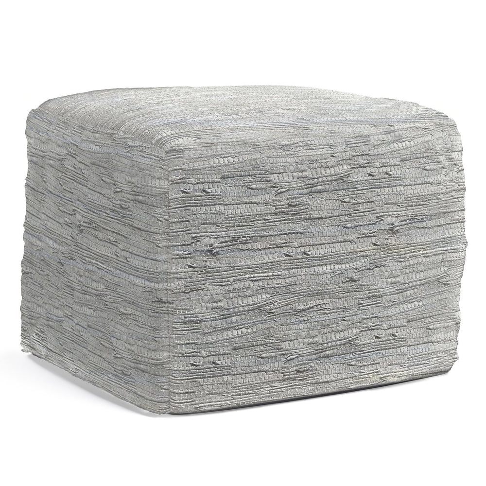 English Elm Fredrik Square Pouf - Handcrafted Cream Leather Footstool For Stylish Comfort & Versatile Use B136P159286