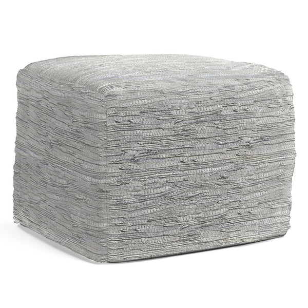 English Elm Fredrik Square Pouf - Handcrafted Cream Leather Footstool For Stylish Comfort & Versatile Use B136P159286